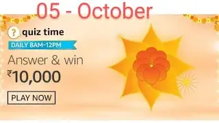 Amazon Quiz Answers today 5 October 2020 | Daily Quiz | Answer and Win 10000