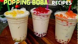 Popping Boba Recipe in 3 Flavor (Mango, Strawberry, Peach) || Summer Milk Drink || @supermomcanada