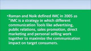 INTEGRATED MARKETING COMMUNICATION