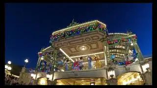 Main Street, USA at night with Christmas decorations