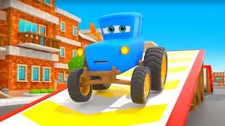 Blaue Traktor machen das Rennen in Zeichentrickfilm f&uuml;r Kinder | Motorville