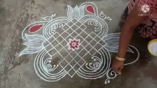 Vinayagar chaturti special white lotus rangoli/Simple peacock design/Melikala muggulu/Latha kolam