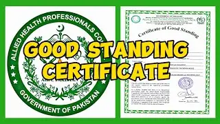 Good Standing Certificate | AHPC Gov. of Pakistan | Allied Health Professionals