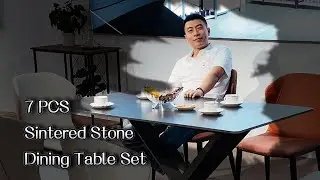7 piece Sintered Stone Dining Table Set
