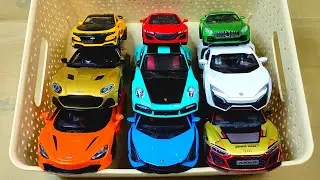 Box Full Of Mini EV, Honda, Lamborghini, Porsche, Audi, Aston Martin, Lykan Hypersport, Police Car