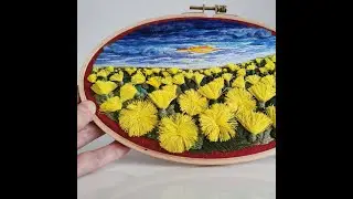 Psag Art - 3D hand embroidery hoop art dandelion field
