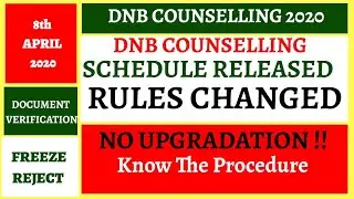 DNB COUNSELLING 2020 : Schedule Released|| Complete Procedure of DNB Counselling 2020