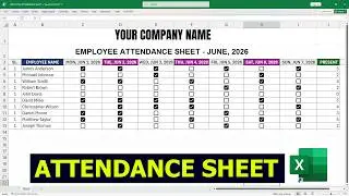 Create Smart Employee ATTENDANCE SHEET in Excel with Checkboxes!