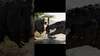 Ambushed by the river&hellip; T-Rex vs Sarcosuchus 🦖🐊 #TrexVsSarcosuchus #JurassicBattle  #EpicDinoFight