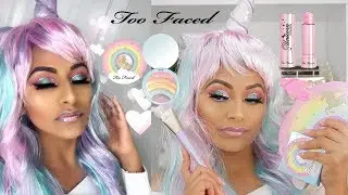 UNICORN HALLOWEEN MAKEUP TUTORIAL! + FIRST impression too faced rainbow collection