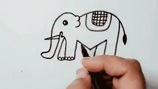 Elephant Drawing | How to draw Elephant from letter M | Elephant drawing step by step 