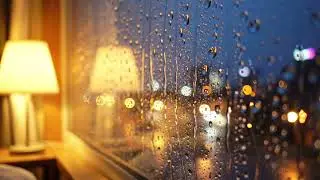 Cozy Lamp & Rainy Window | Gentle Rain Sounds with City Lights for Deep Rest