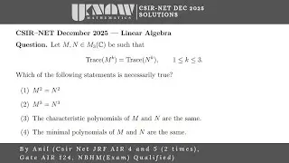 CSIR-NET Dec 2025 Solution | Linear Algebra | Must watch