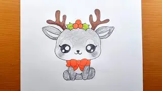 COME DISEGNARE UNA RENNA DI NATALE CARINA FACILE 🦌🎄 DISEGNI DI NATALE