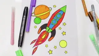 How to draw and color a Rocket Ship -for kids!, Rocket colouring Pages for Kids