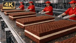 Inside Wafer Biscuit Factory Process 🍪  How Wafer Biscuits Are Made  Factory Production