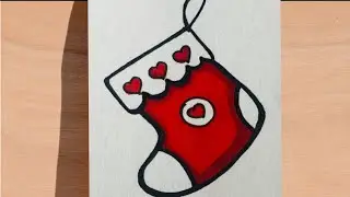 How to draw Santa red socks 🧦 || easy Christmas drawing 