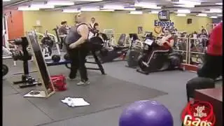 Funny fat guy goes to gym