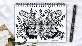 Easy Butterfly Zentangle Art || How To Draw Beautiful Butterfly
