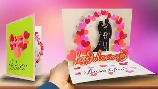 DIY Anniversary Card Idea | Beautiful Handmade Card for Anniversary | Pop-up Card | Tutorial