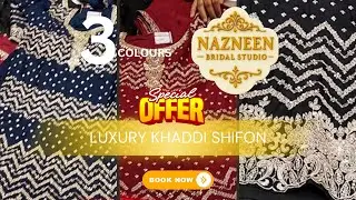 Luxury Khaddi Shifon Aun Kuli Frock | Handcrafted Kashmiri Work | Nazneen Bridal Studio 
