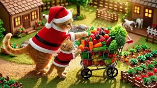 Mom Cat & Kitten Explore the Farm! Cute Barnyard Adventures