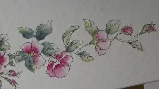 Pink roses drawing watercolor card making tutorial (time lapse)