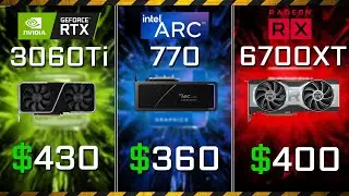 Лучший графический процессор за 400$: RTX 3060 Ti против Intel ARC 770 против RX 6700 XT