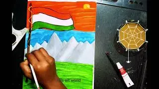 NATIONAL FLAG DRAWING.INDIA BEAUTIFUL SCENERY.#trending #youtube #drawing #youtubeshorts #india