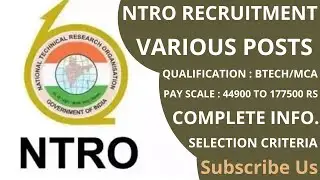 NTRO RECRUITMENT 2022 | NTRO AVIATOR & TECHNICAL ASSISTANT RECRUITMENT NOTIFICATION 2022