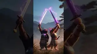 Epic samurai Battle:Cat&dog on hilly land#ai generated animation#@animalhub-e7b#cat samuraifight
