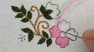 hand embroidery for beginners | unique embroidery tutorial | flower embroidery #design satin flower