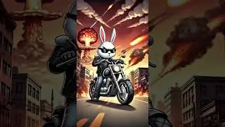 Cool bunny rides through chaos like a boss! #aiart #actionvibes #motorbunny #shorts #ai #aivideo