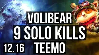 VOLI vs TEEMO (TOP) | 9 solo kills, Legendary, 20/4/6, 300+ games | EUW Master | 12.16