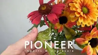 Mixed Daisy, Zinnia & Wheel Flower Bush | Wholesale Artificial Flowers SKU# PWMX3452ROY