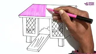 How to draw a rabbit house