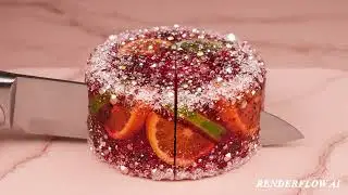 Ruby Citrus Prism Slice &mdash; Crystal Fruit-Cake ASMR (4K, Satisfying Crunch)