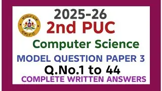 2nd PUC|Computer Science model question paper 3 with answers|2025-26
