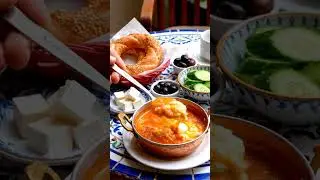 Turkish Breakfast 🌞 | Menemen, Simit, Feta & Olives 🥚🥒 | Taste of Istanbul 🍽️