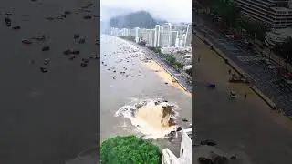 explos&atilde;o MONSTRUOSA de g&aacute;s cria abismo de 40 metros no mar #viral #waves #tsunami #chuva #amazing