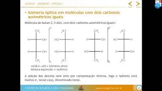 isomeria óptica em moléculas com dois carbonos quirais iguais (Isômero meso)