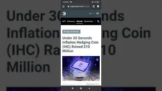 Under 30 Seconds Inflation Hedging Coin (IHC) Raised $10 Million #shorts #youtubeindia #ihc #crypto
