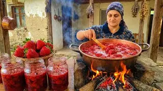 Traditional Strawberry Jam Recipe | Village Life Cooking with Mom | Homemade Sweet