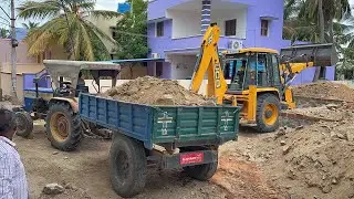 Mahindra575 Sonalika47 Swaraj744 Tractor Mud Unloading JCB 3DX Take it New Foundation Filling it’s
