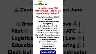 ⚓ Indian Navy SSC Officer 2025 &ndash; 260 Posts 🚢 | Apply Now!