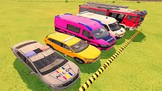 TRANSPORTING CARS, AMBULANCE, POLICE CARS, FIRE TRUCK OF COLORS! WITH TRUCKS!   FS 22 #9