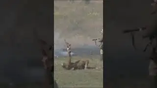 Soviet soldiers runing for attack at WW2 reenacting