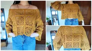 Granny's square top | Crochet tutorial