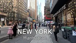 New York - Walking along 6th Avenue  Greely Square Park to Bryant Park NYC 4К 60fps