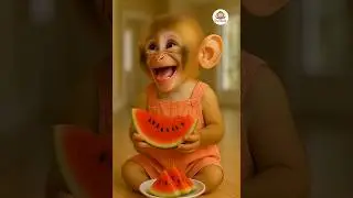 best laugh of the day - monkey laughing - monkey eating watermelon